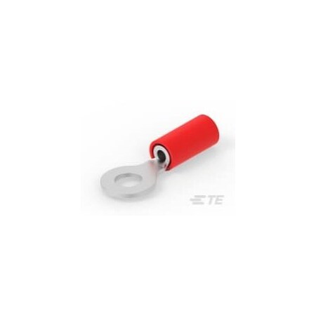 Te Connectivity Ring Terminal, #8 Stud Size, 22 AWG, 300 V, Nylon Insulated, Red 2-32835-2